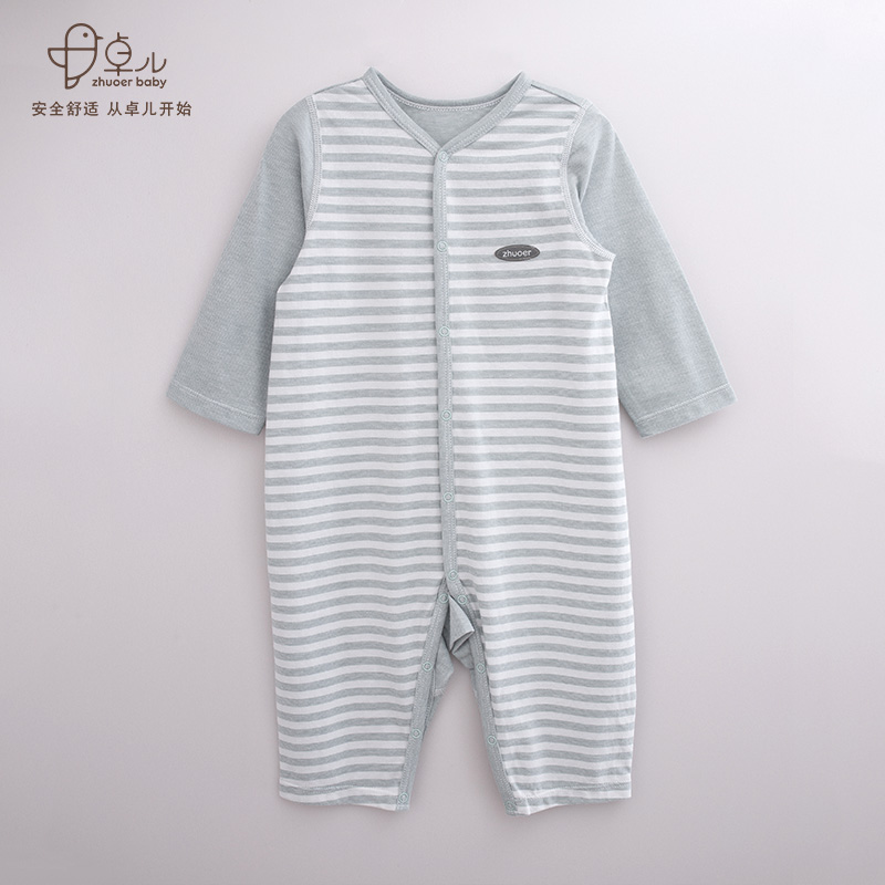 【长袖对襟哈衣】卓儿宝宝夏季薄款长袖对襟连体衣 纯棉A类哈衣爬服