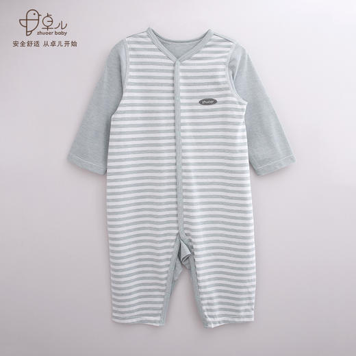 【长袖对襟哈衣】卓儿宝宝夏季薄款长袖对襟连体衣 纯棉A类哈衣爬服 商品图0