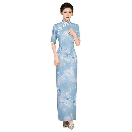 新款走秀长款显瘦连衣裙气质优雅高级感中式改良版旗袍QC184 商品图4