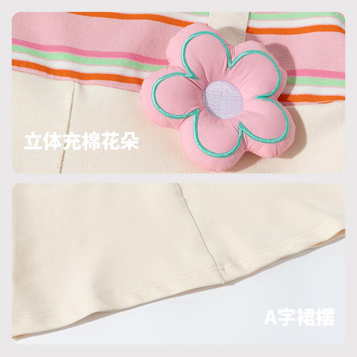 贝贝怡童装女童连衣裙短袖夏季儿童假两件条纹可爱A摆裙子ZB2EQ012 商品图4