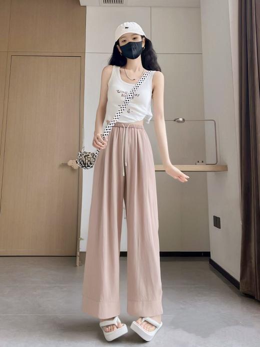 七夕福利-NO退｛休闲裤2025｝815宽边压皱肌理感直筒长裤-喜出 商品图3