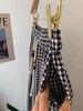 ｛休闲裤2025｝6536棉麻风黑白格宽腿大裤脚裙裤-喜出 商品缩略图4