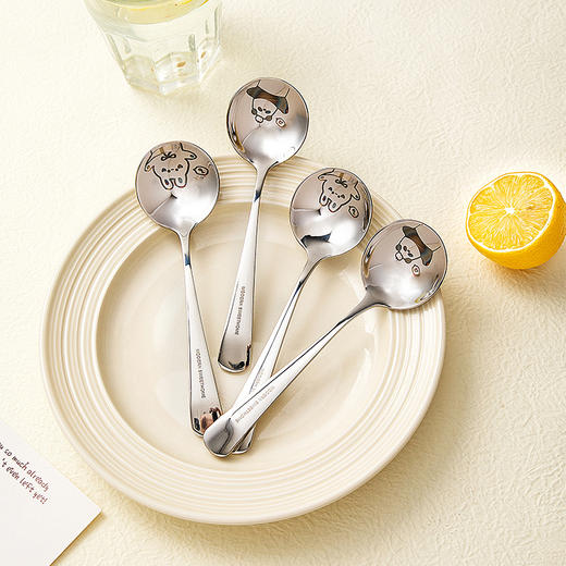 摩登主妇动物派对不锈钢勺子家用食品级个人专用西瓜勺儿童小勺子 商品图0