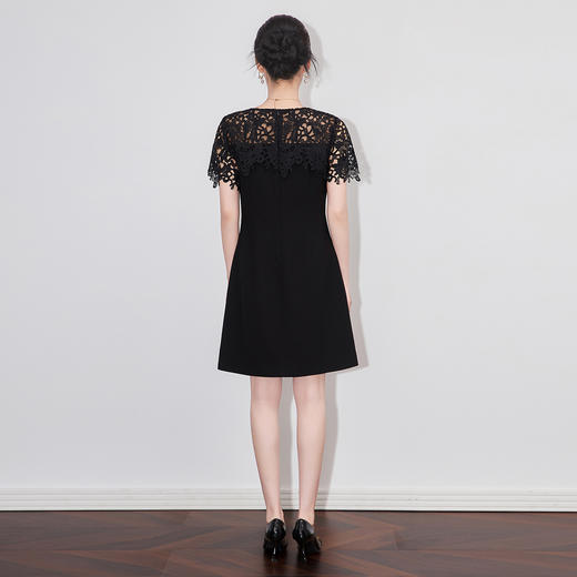 「高货wl」全新升级【铂金会员321/天猫429/差价108】(13913)洛诗琳气质小香风水溶蕾丝刺绣连衣裙2025夏季设计感A字裙 商品图2