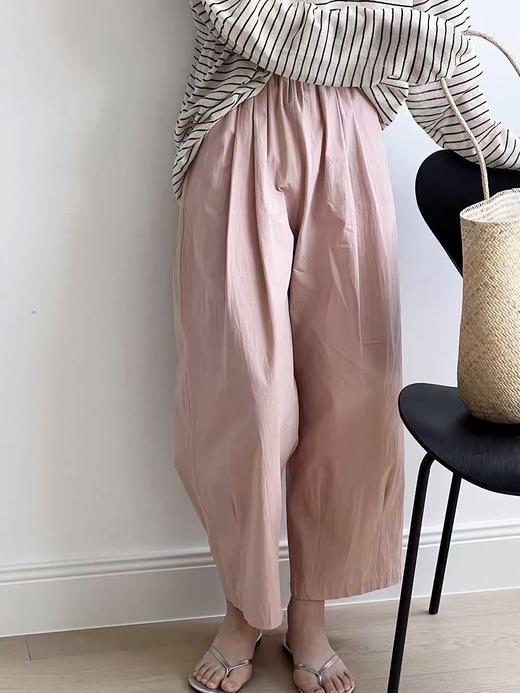 ｛休闲裤2025｝827水洗棉高腰萝卜裤松紧腰显瘦九分裤-喜出 商品图11