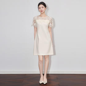 「高货wl」全新升级【铂金会员321/天猫429/差价108】(13913)洛诗琳气质小香风水溶蕾丝刺绣连衣裙2025夏季设计感A字裙