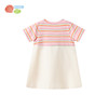 贝贝怡童装女童连衣裙短袖夏季儿童假两件条纹可爱A摆裙子ZB2EQ012 商品缩略图2