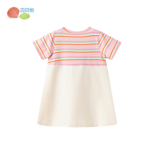 贝贝怡童装女童连衣裙短袖夏季儿童假两件条纹可爱A摆裙子ZB2EQ012 商品图2