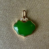 18K玫瑰金包镶和田玉（碧玉）镶钻吊坠--如意/异形10*14mm/菠菜绿 商品缩略图0