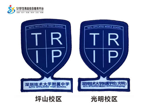 通版深圳市技术大学附属中学坪山光明校区学生包边校徽缝烫现货51 商品图0