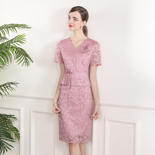 「高货deo」全新升级【铂金会员395/天猫529/差价134】(01117)洛诗琳气质蕾丝连衣裙2025夏季新款V领收腰假两件裙子女 商品图2