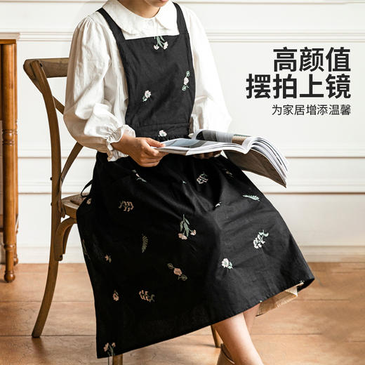 摩登主妇围裙厨房家用2025新款纯棉刺绣防水防油高级感年轻款罩衣 商品图4