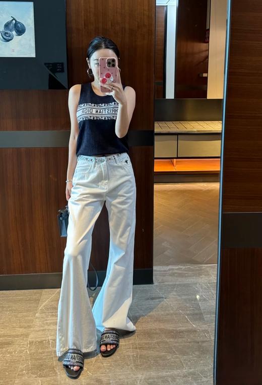 D加字母编织提花绣字纯皮平底方跟凉拖凉鞋 商品图7