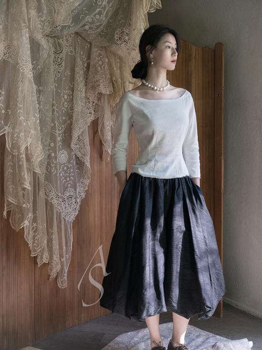 Cortana  象牙色soto弹力亚麻胸衣式上衣 商品图3