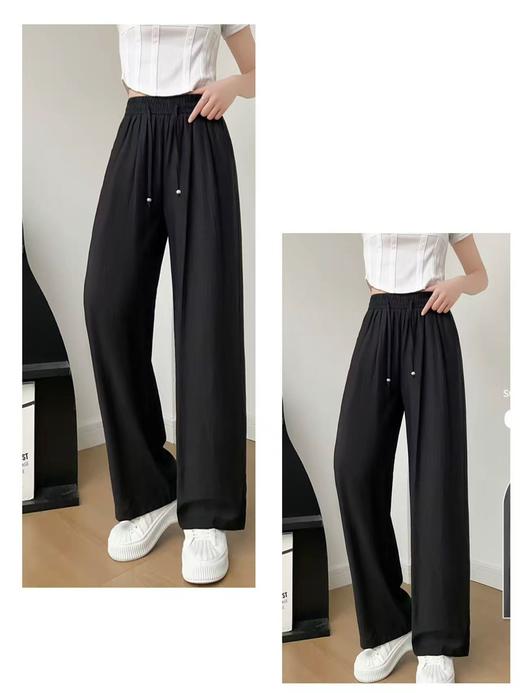 ｛休闲裤2025｝8520夏季薄款压皱麻休闲直筒裤-喜出 商品图2