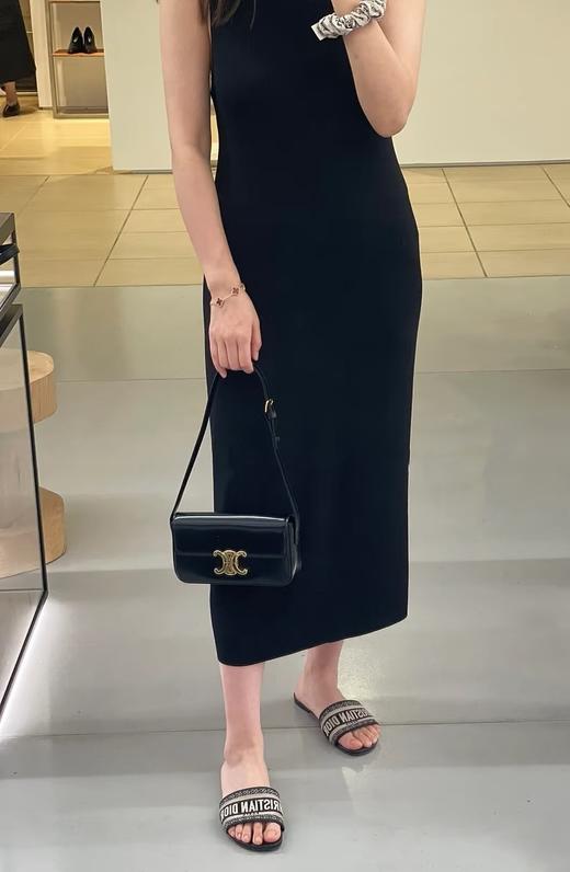 D加字母编织提花绣字纯皮平底方跟凉拖凉鞋 商品图8