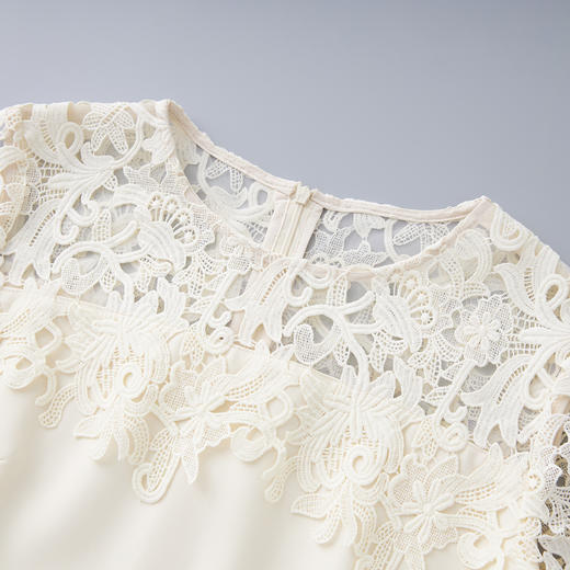 「高货wl」全新升级【铂金会员321/天猫429/差价108】(13913)洛诗琳气质小香风水溶蕾丝刺绣连衣裙2025夏季设计感A字裙 商品图4