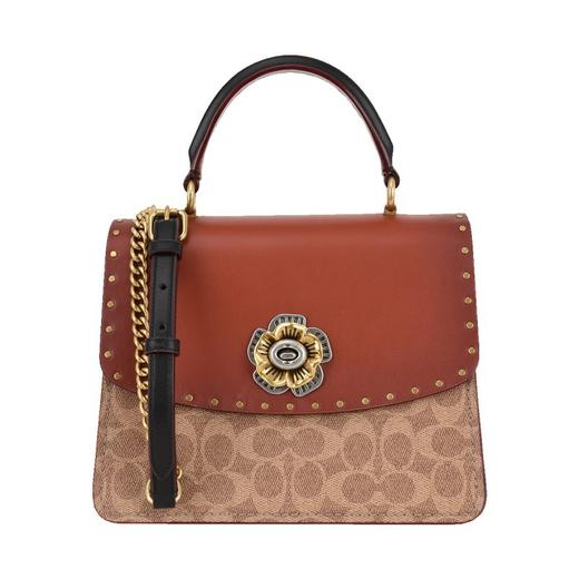 COACH 专柜款小号女士皮质山茶花手提斜挎包单肩包 商品图0