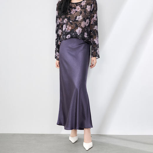 「高货wl」全新升级【铂金会员247/天猫329/差价82】(02751)洛诗琳奢华抓绉醋酸缎面开叉鱼尾长裙时尚高腰垂感显瘦半身裙夏 商品图0