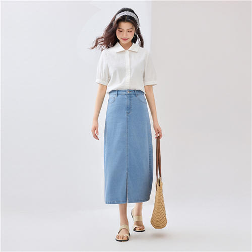 佐丹奴女装25年新款蔚蓝经典系列梭织半身裙05465222 商品图1