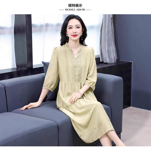 OLS E5215法式田园印花桑蚕丝裙宽松收腰显瘦连衣裙 商品图3