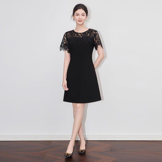 「高货wl」全新升级【铂金会员321/天猫429/差价108】(13913)洛诗琳气质小香风水溶蕾丝刺绣连衣裙2025夏季设计感A字裙 商品图1