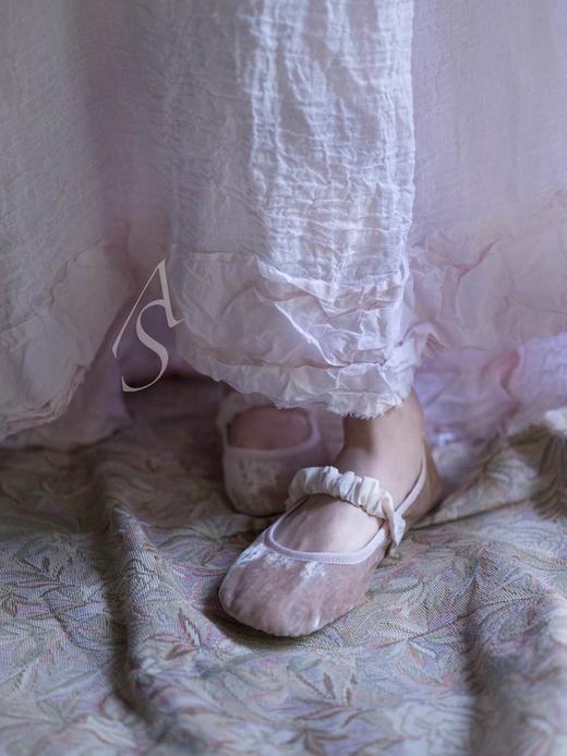 Daniela Gregis  樱花粉伴带丝绒芭蕾鞋 商品图2