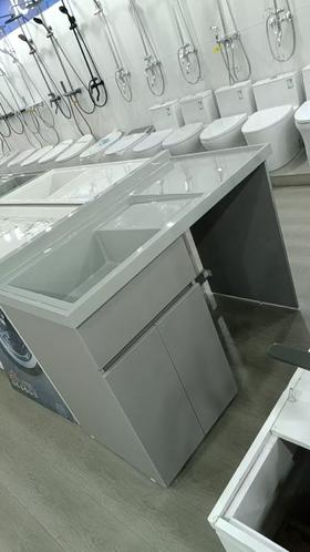 樱花 洗衣柜 浅灰 1.2米 配方斗浅灰盆 左盆