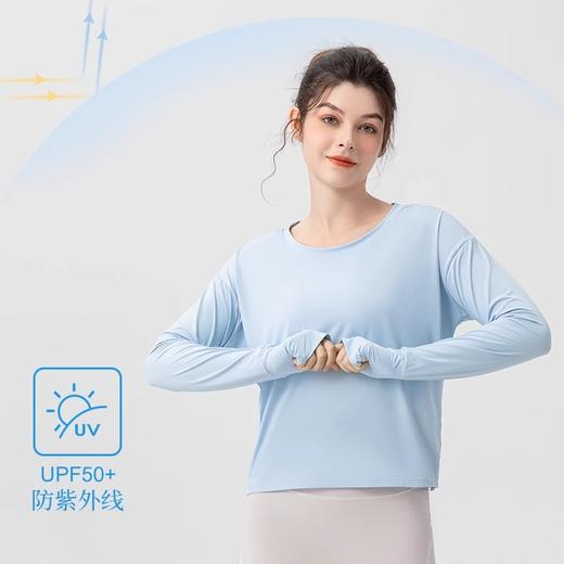 跃牌【欲动春风】系列长袖带指孔抗紫外线冰感透气跑步健身圆领T恤22532此款为欧码，建议拍小一码！ 商品图2