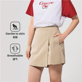 佐丹奴女装25年新款半松紧腰中腰开叉短裙裤05405201