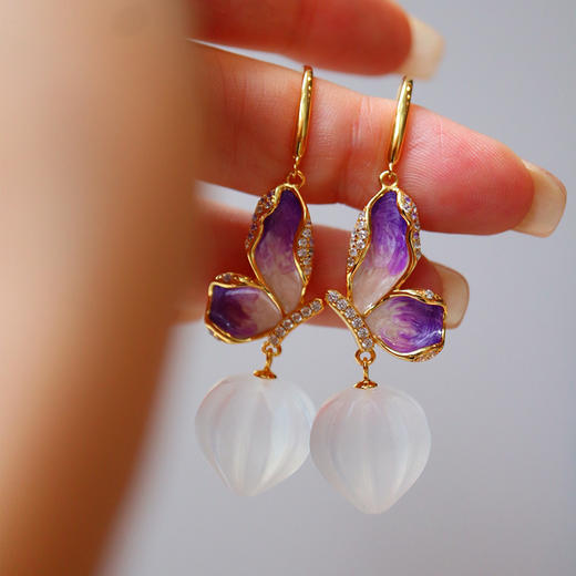 白水晶珐琅设计款耳饰 CR 商品图2