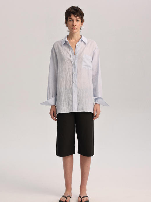THEHOYAN｜TH2504-B  04 oversized linen shirt lightblue 亚麻衬衫 [ 浅蓝 ] 商品图5