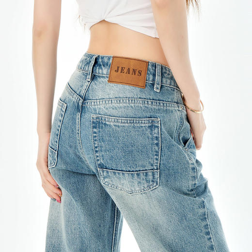 罗蒙女士夏季薄款复古水洗微喇牛仔长裤女高腰宽松阔腿显瘦九分裤 商品图6