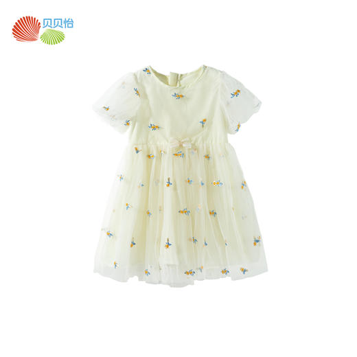 贝贝怡夏季新款女童短袖连衣裙轻薄透气网纱裙时尚百搭宴会公主短裙ZB2EQ018 商品图5