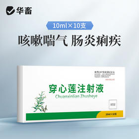 华畜 穿心莲注射液10ml*10支 清热解毒 肠炎肺炎 仔猪白痢 马牛羊猪用