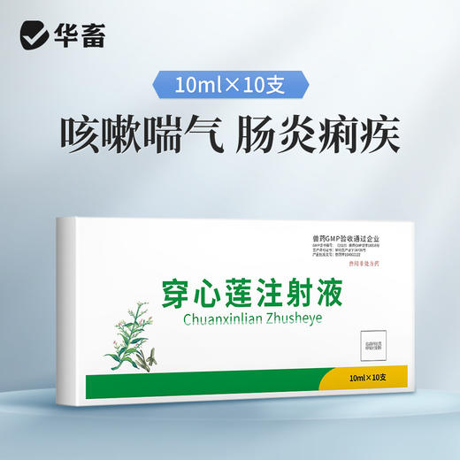 华畜 穿心莲注射液10ml*10支 清热解毒 肠炎肺炎 仔猪白痢 马牛羊猪用 商品图0