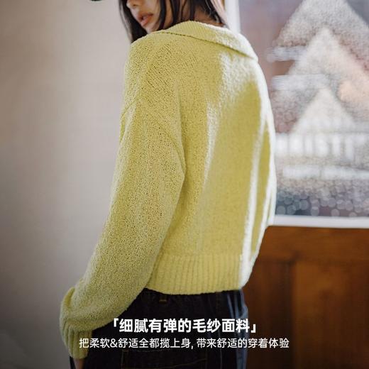 马登美式毛纱大翻领针织衫仿马海毛多巴胺柠檬黄春日慢人风上衣女 商品图2