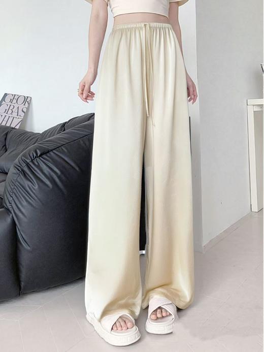 ｛休闲裤2025｝手抓文5891仿醋酸缎面超垂感休闲裤-喜出 商品图4