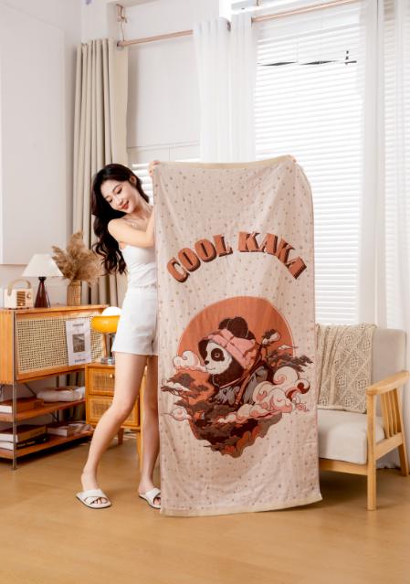 【2条装加大浴巾69.9元】自然醒水洗棉四层纱布提花浴巾柔软亲肤家用吸水速干不易掉毛宝宝裹巾WDF 商品图3