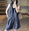 实际库存   售完无补   真丝亚麻牛仔套装   马甲背心/短裤   日本进口面料  6A级桑蚕丝 商品缩略图0