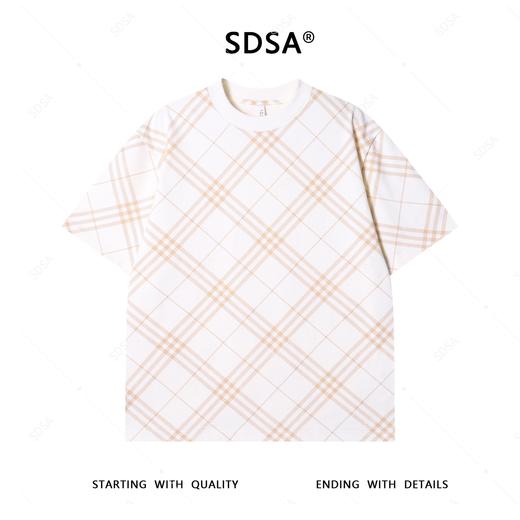 夏季高级感新款男士简约经典格纹短袖T恤百搭时尚圆领宽松上衣潮 商品图0