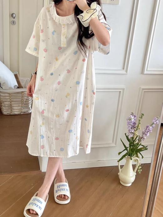 【YW】无忧购纯棉有氧双层纱蕾丝花边睡裙家居服（截单后3-5天发货) 商品图8
