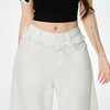 罗蒙女士白色花边阔腿牛仔裤女夏季薄款高腰宽松垂感直筒拖地长裤 商品缩略图5