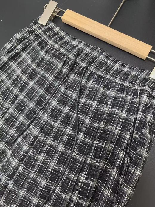 ｛休闲裤2025｝夏季顺滑薄款格子直筒长裤-喜出 商品图1