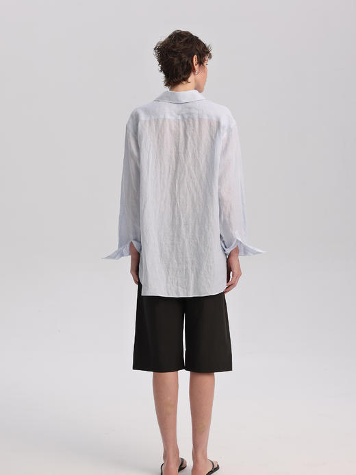 THEHOYAN｜TH2504-B  04 oversized linen shirt lightblue 亚麻衬衫 [ 浅蓝 ] 商品图9
