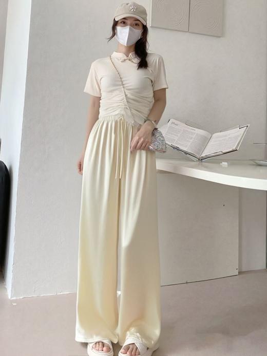 ｛休闲裤2025｝手抓文5891仿醋酸缎面超垂感休闲裤-喜出 商品图2