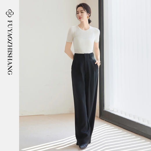 FUYAO扶摇 天丝短袖T恤女2025年夏季新款针织上衣百搭显瘦打底衫 商品图4