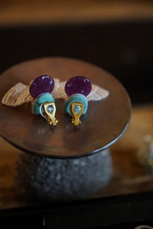 tamas 紫色复古耳钉/耳夹 商品图2