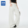 罗蒙女士白色花边阔腿牛仔裤女夏季薄款高腰宽松垂感直筒拖地长裤 商品缩略图0