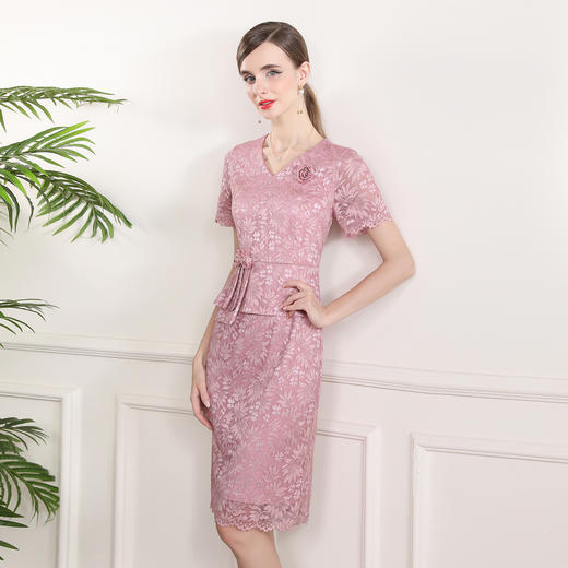 「高货deo」全新升级【铂金会员395/天猫529/差价134】(01117)洛诗琳气质蕾丝连衣裙2025夏季新款V领收腰假两件裙子女 商品图0